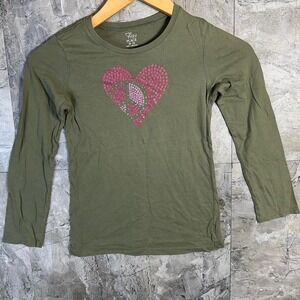 Green long sleeve peace heart shirt‎ Kids Medium 7-8 #peace